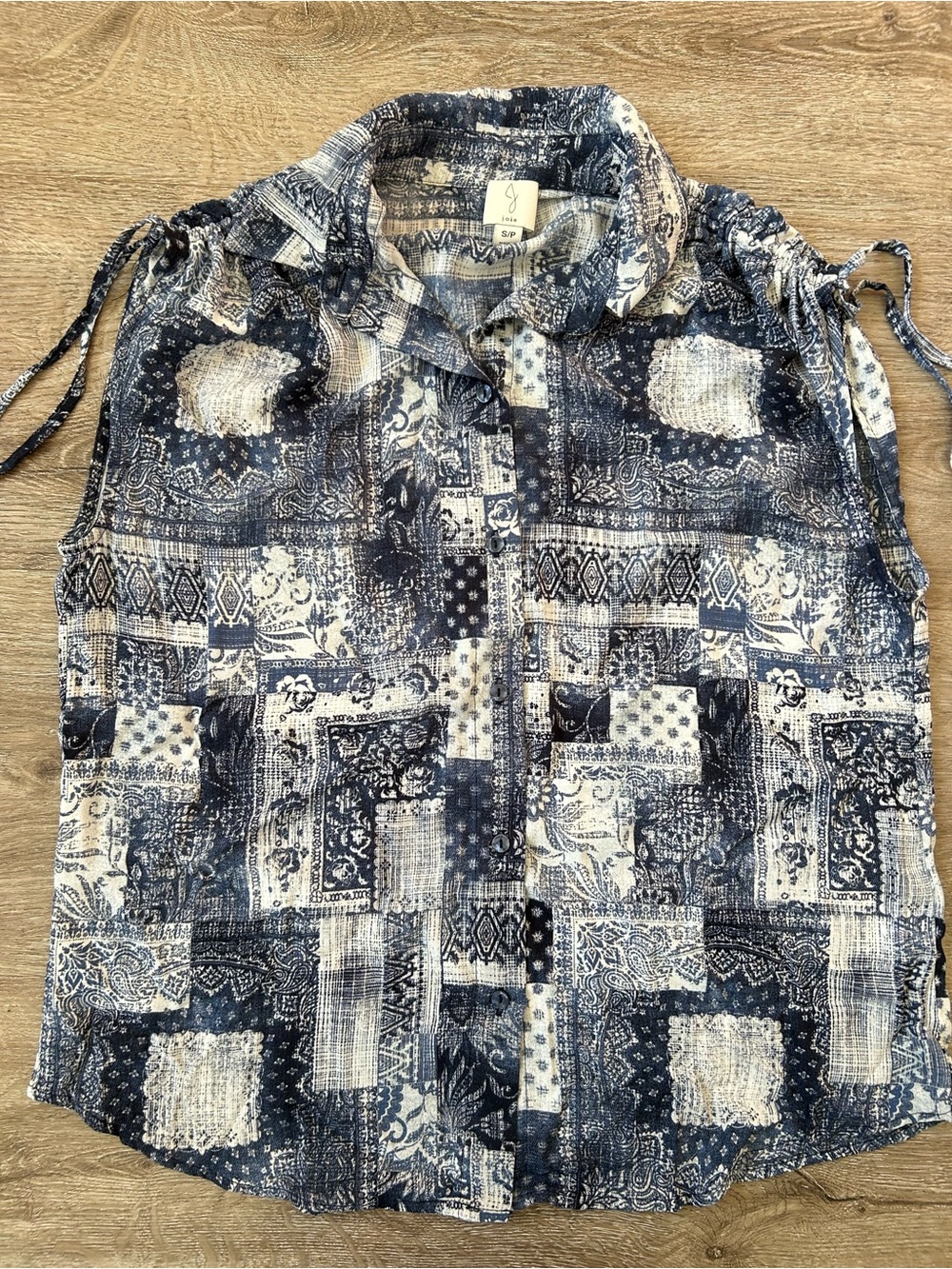 Patchwork Paisley Sleeveless Button-Down Top - Joie